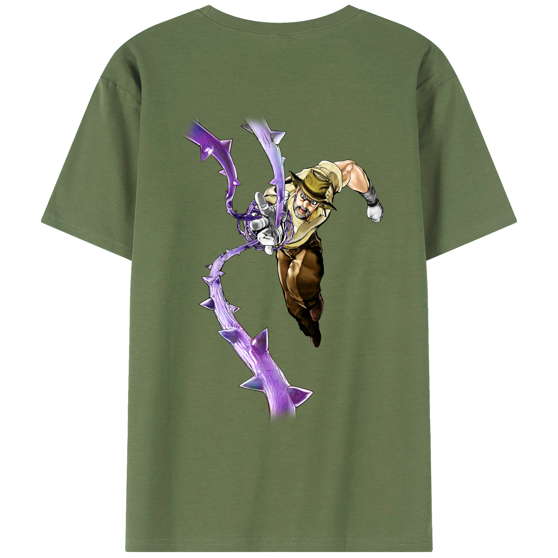（画像用） ジョジョの奇妙な冒険 ジョセフ?ジョースター JoJo's Bizarre Adventure Joseph Joestar 綿100％ メンズ半袖Tシャツ（バックプリント） 通気性
